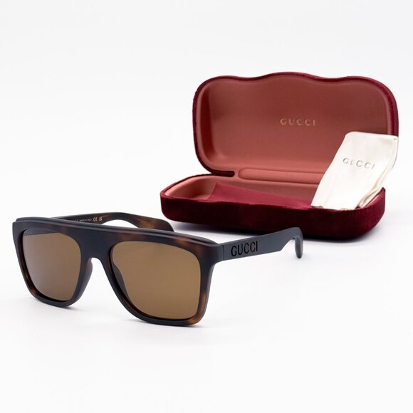 NEW GUCCI GG1570S 002 SUNGLASSES MEN BLACK BROWN RECTANGULAR EYEWEAR GUCCI